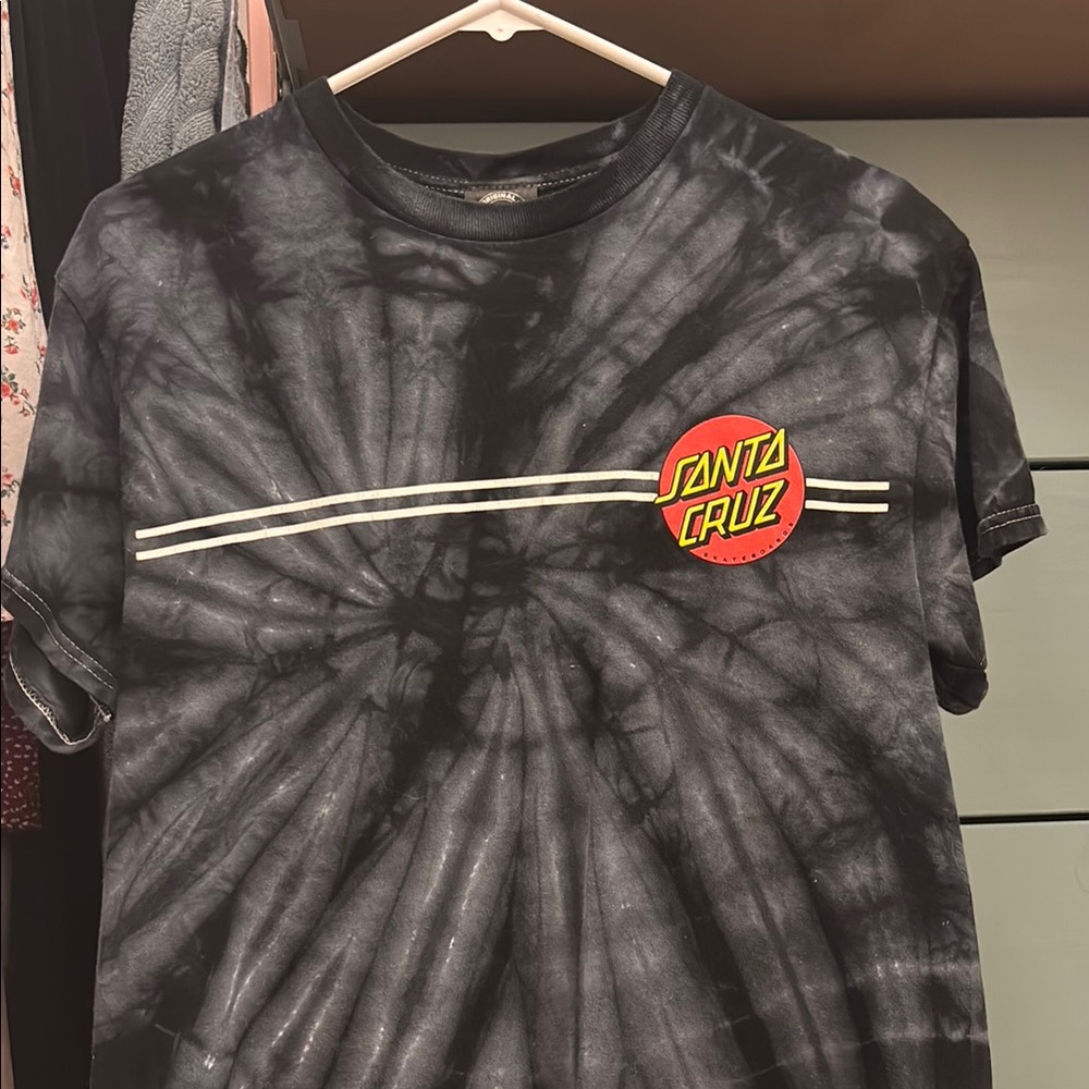 Santa Cruz Skateboards Black Tie-Dye Short Sleeve Tee